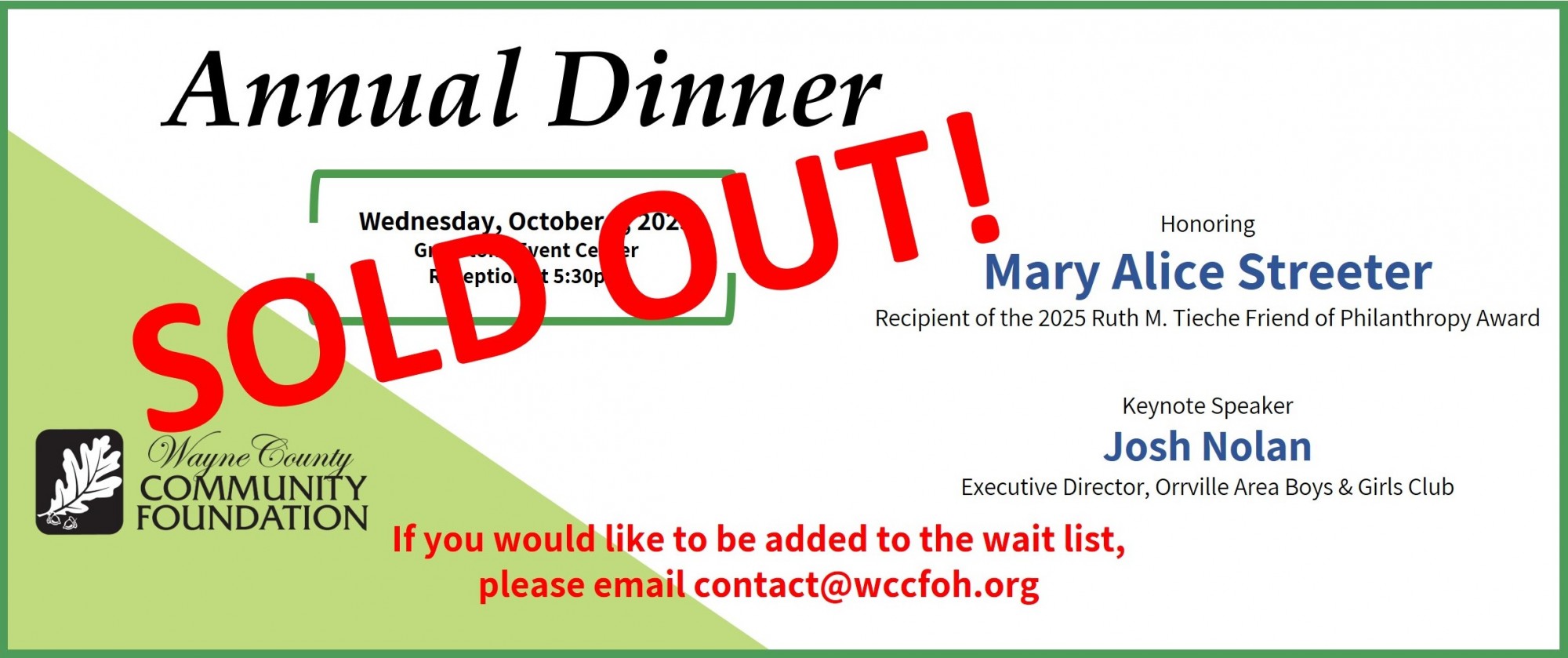 Annual Dinner - Sold Out